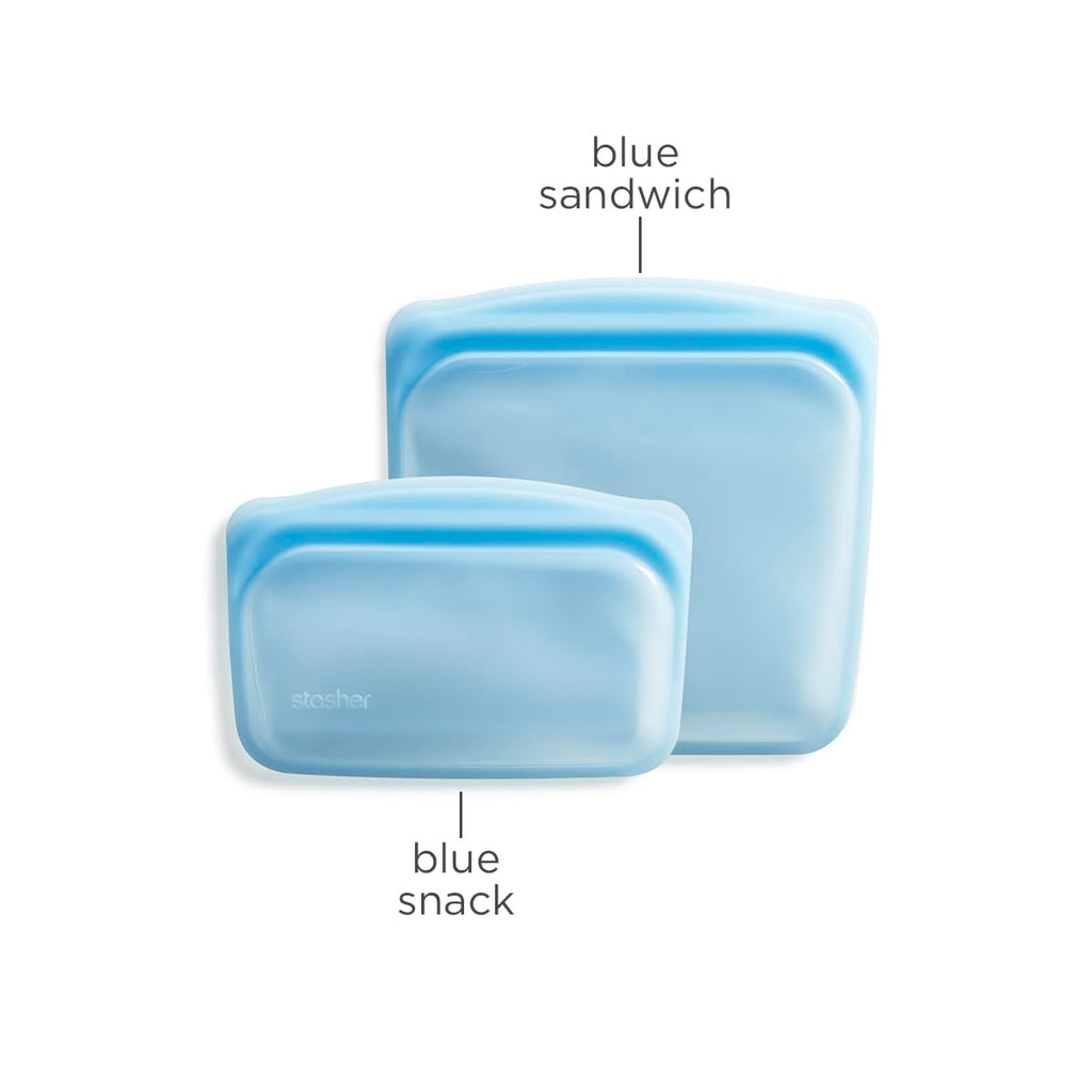 Stasher Silicone Reusable Food Storage Bags, 2-Pack, Reusable Freezer Bags, Microwave, Dishwasher, Oven Safe, Sous Vide, Premium Lunch Containers, Eco Friendly, Food-safe Silicone Snack Bag, Clear