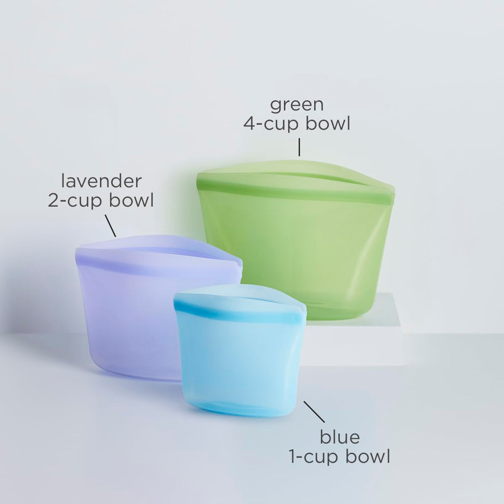 Stasher Silicone Reusable Storage Bags, 4-Pack, Reusable Freezer Bags, Microwave, Dishwasher, Oven Safe, Sous Vide, Premium Lunch Containers, Eco Friendly, Food Storage Bags, Snack Bags, Multicolor