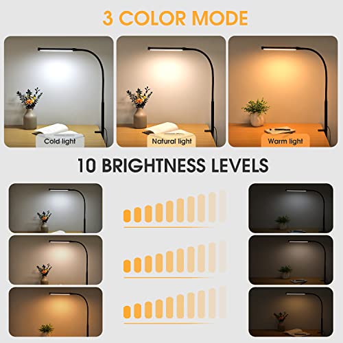 Smart Home Voncerus LED Desk Lamp with Clamp, Eye-Caring Clip on Kit