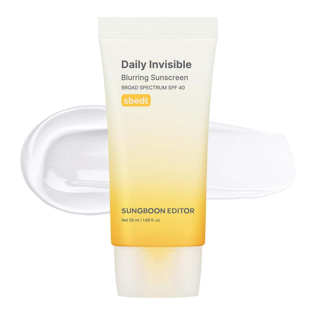 SUNGBOON EDITOR Daily Invisible Blurring Sunscreen with Broad Spectrum SPF 40 Invisible Sunscreen for Face, Makeup Primer SPF, 50ml, 1.69 fl.oz, Oil Free, Weightless