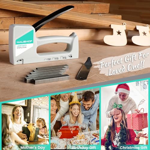 Modern HAUSHOF Light Duty Staple Gun, Upholstery Staple Gun with for Daily Use