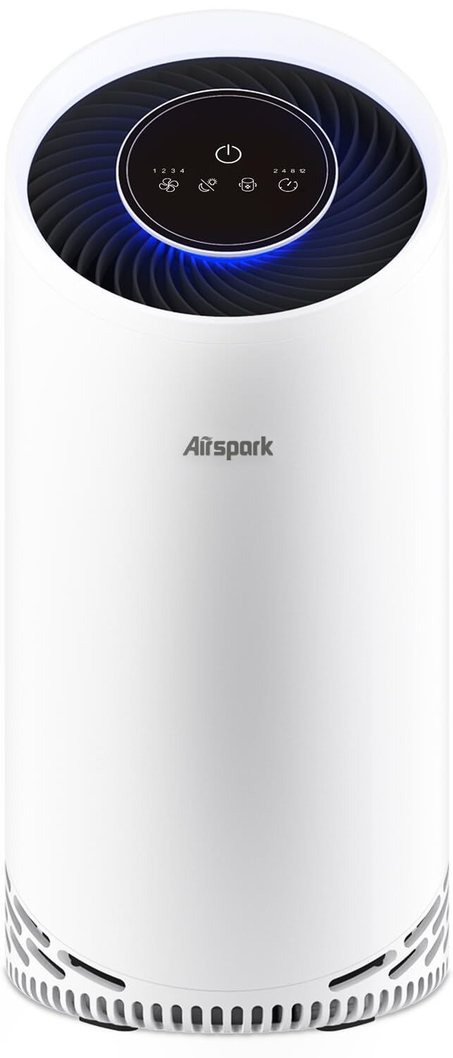 Air Purifiers for Home Large Room Bedroom Up to 2400 Ft² with 4-Stage Ture HEPA. Airspark Air Filter Captures 99.99% Dust Smoke Pollen Daner. Air Cleaner for Pet Hair Odor Eliminator 22dB Night Light