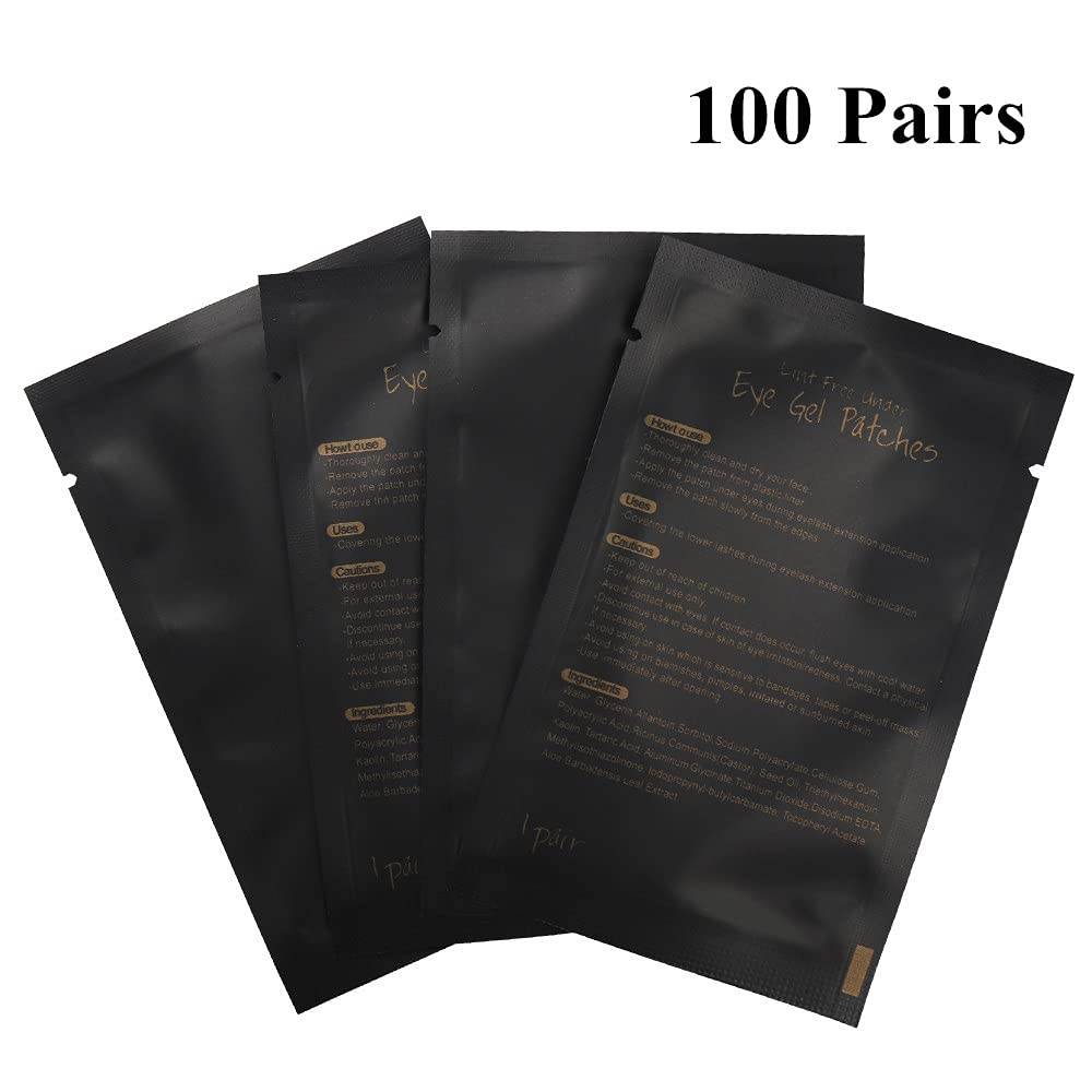 50 Pairs Eye Gel Pads, Lint Free Under Eye Patches for Eyelash Extensions, Premium Eye Mask Beauty Tool Kit (Pink)