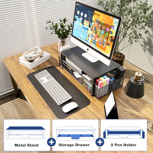 Eco-Friendly OPNICE Desk Organizer and Accessories, 2-Tier Computer Monitor Stand Riser for Daily Use