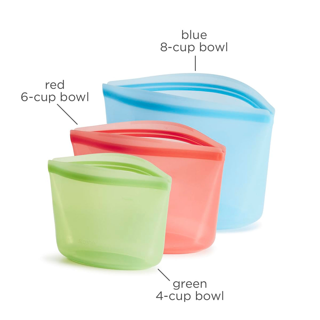Stasher Silicone Reusable Storage Bags, 4-Pack, Reusable Freezer Bags, Microwave, Dishwasher, Oven Safe, Sous Vide, Premium Lunch Containers, Eco Friendly, Food Storage Bags, Snack Bags, Multicolor