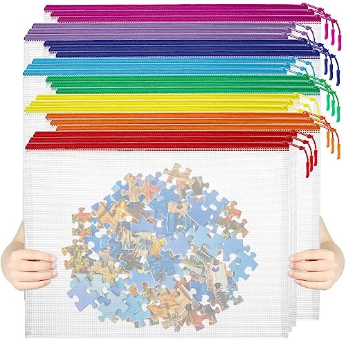 Eco-Friendly 24pcs Mesh Zipper Pouch File Bags Puzzle Storage Essentials