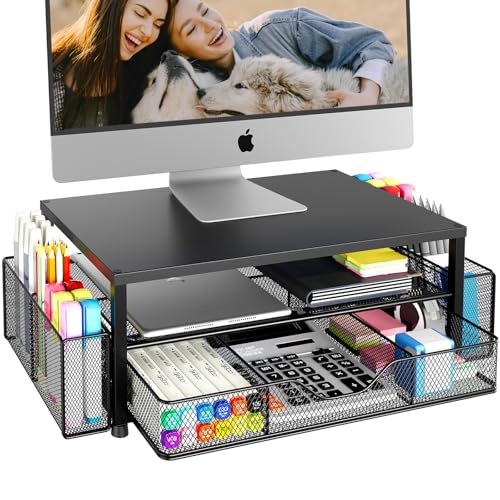 Eco-Friendly OPNICE Desk Organizer and Accessories, 2-Tier Computer Monitor Stand Riser for Daily Use