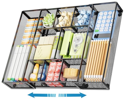 Eco-Friendly Marbrasse Expandable Desk Drawer Organizer, Mesh Drawer Organizer Set