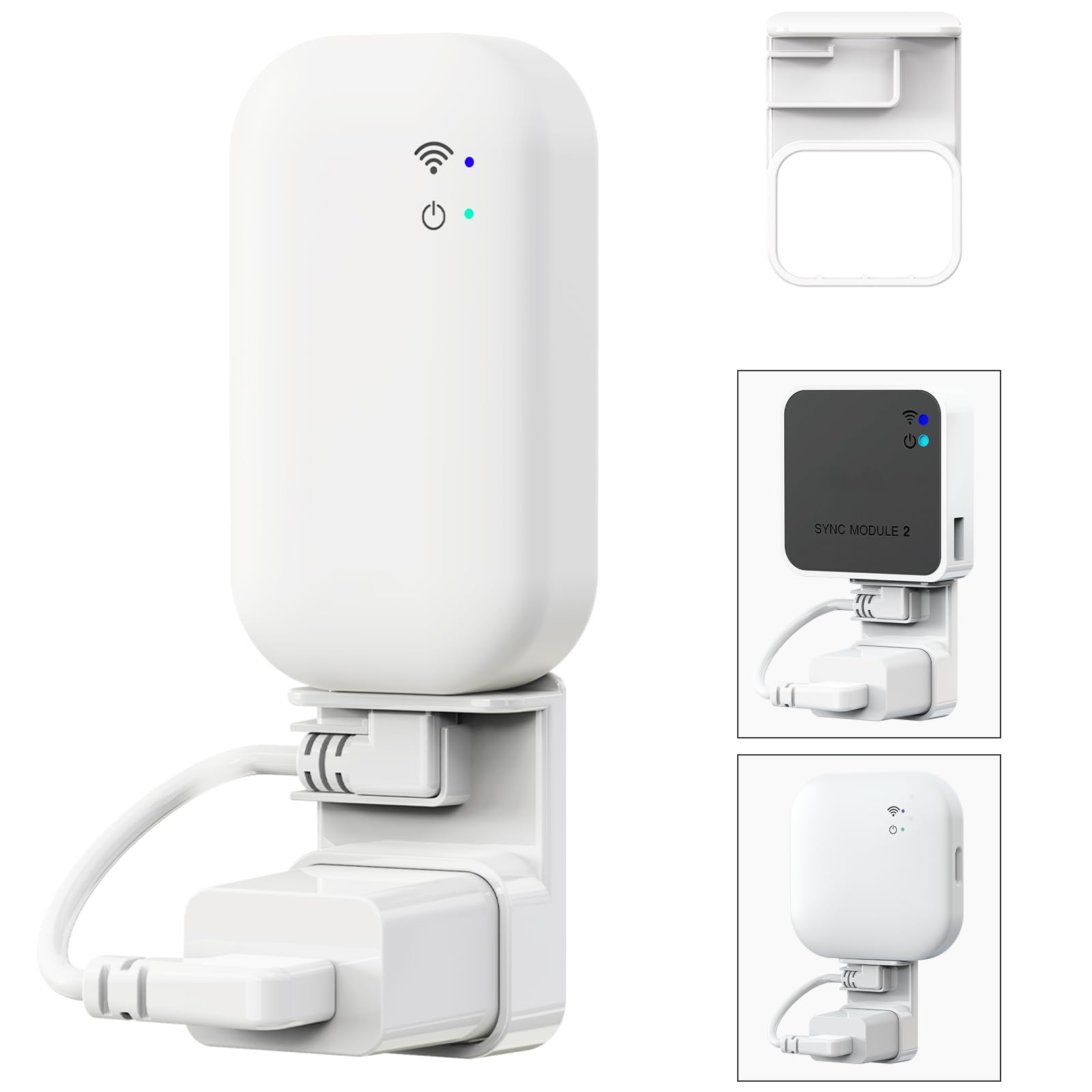 Outlet Mount for All-New Sync Module, Compatible with Blink Sync Module Core/2/XR, Space-Saving & No-Drill Bracket for Blink Indoor Outdoor Security Camera, with Short Cables (1Pack)