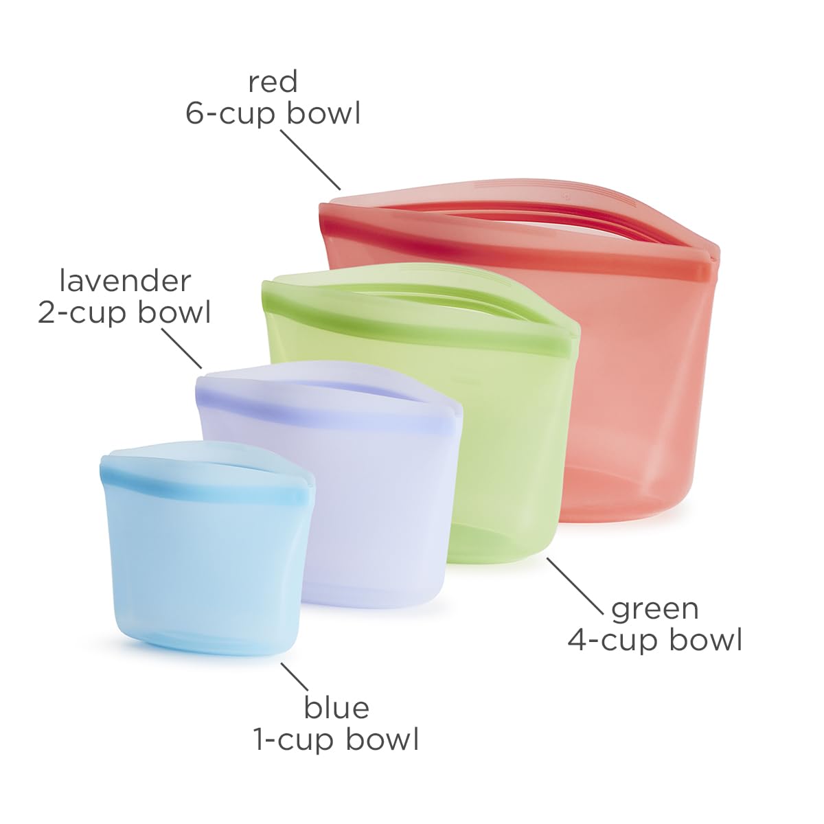 Stasher Silicone Reusable Storage Bags, 4-Pack, Reusable Freezer Bags, Microwave, Dishwasher, Oven Safe, Sous Vide, Premium Lunch Containers, Eco Friendly, Food Storage Bags, Snack Bags, Multicolor