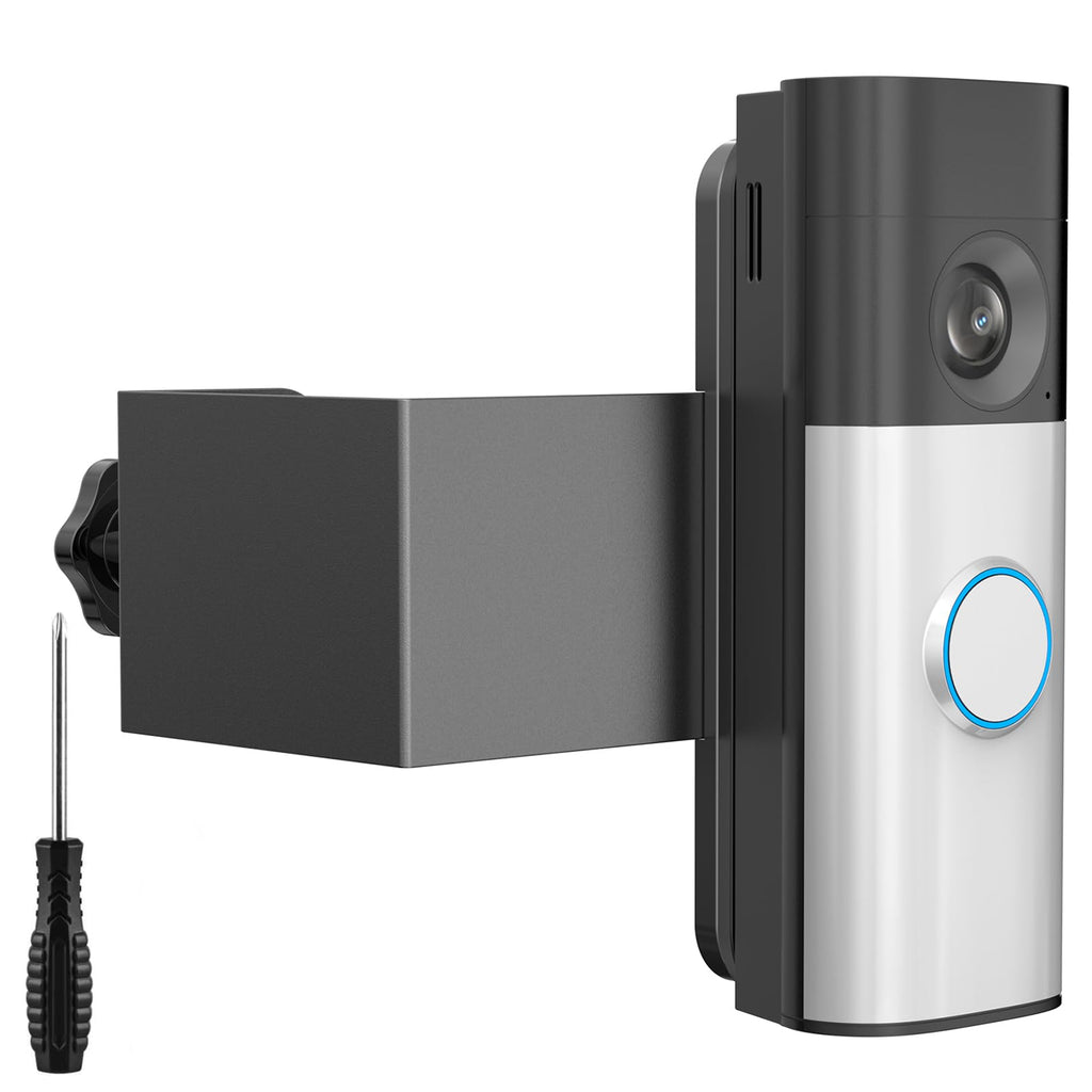 Anti-Theft Video Doorbell Camera Mount Compatible with Ring/Blink Doorbell | No-Drill - Easy to install - No Front Cover Metal Doorbell Bracket Holder for House Rental Apartment Condo