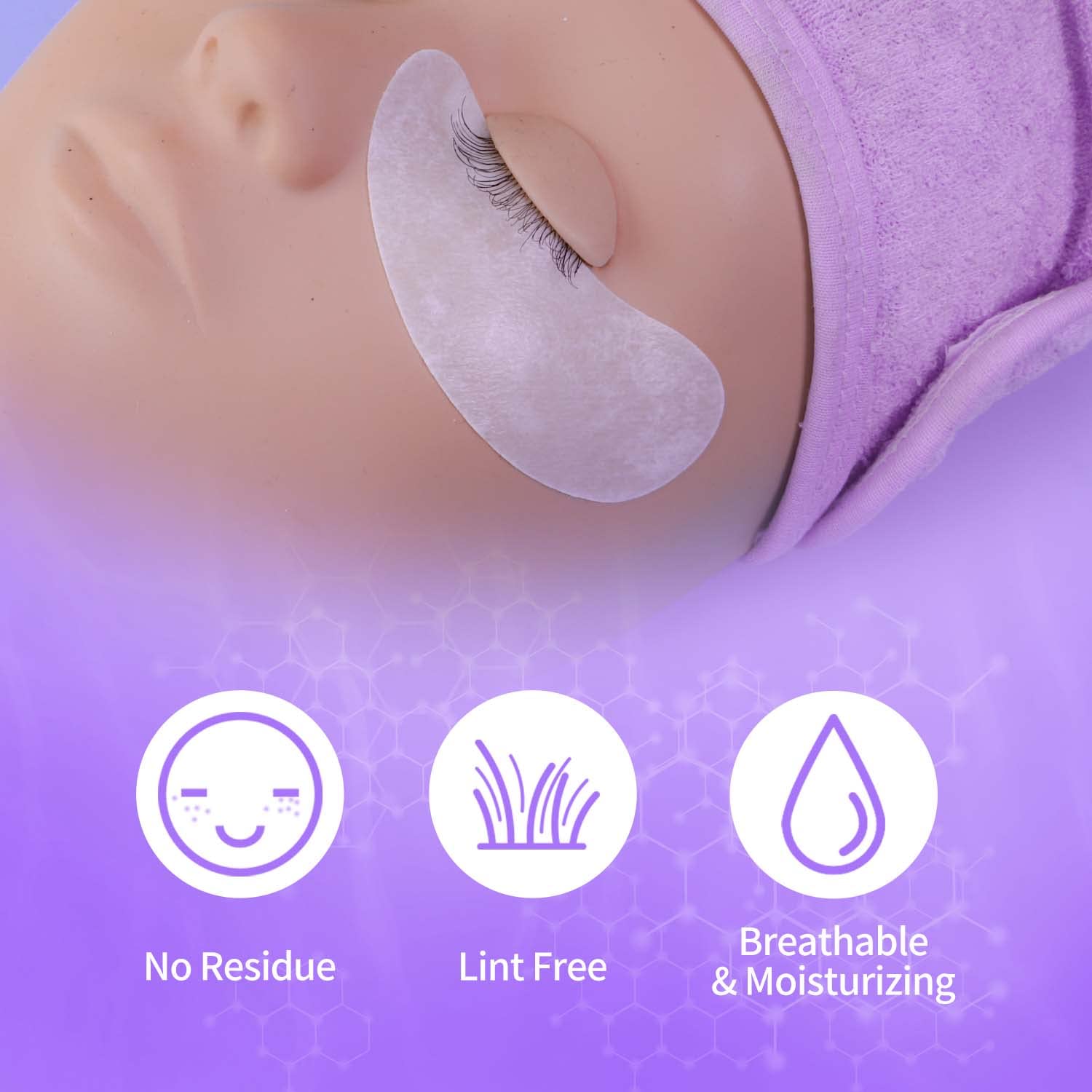 VEYES INC 50 Pairs Pink Hydrogel Eye Patch Eyelash Extension Natural Lint Free Under Eye Gel Pads Lash Extension Supplies & Beauty Tools