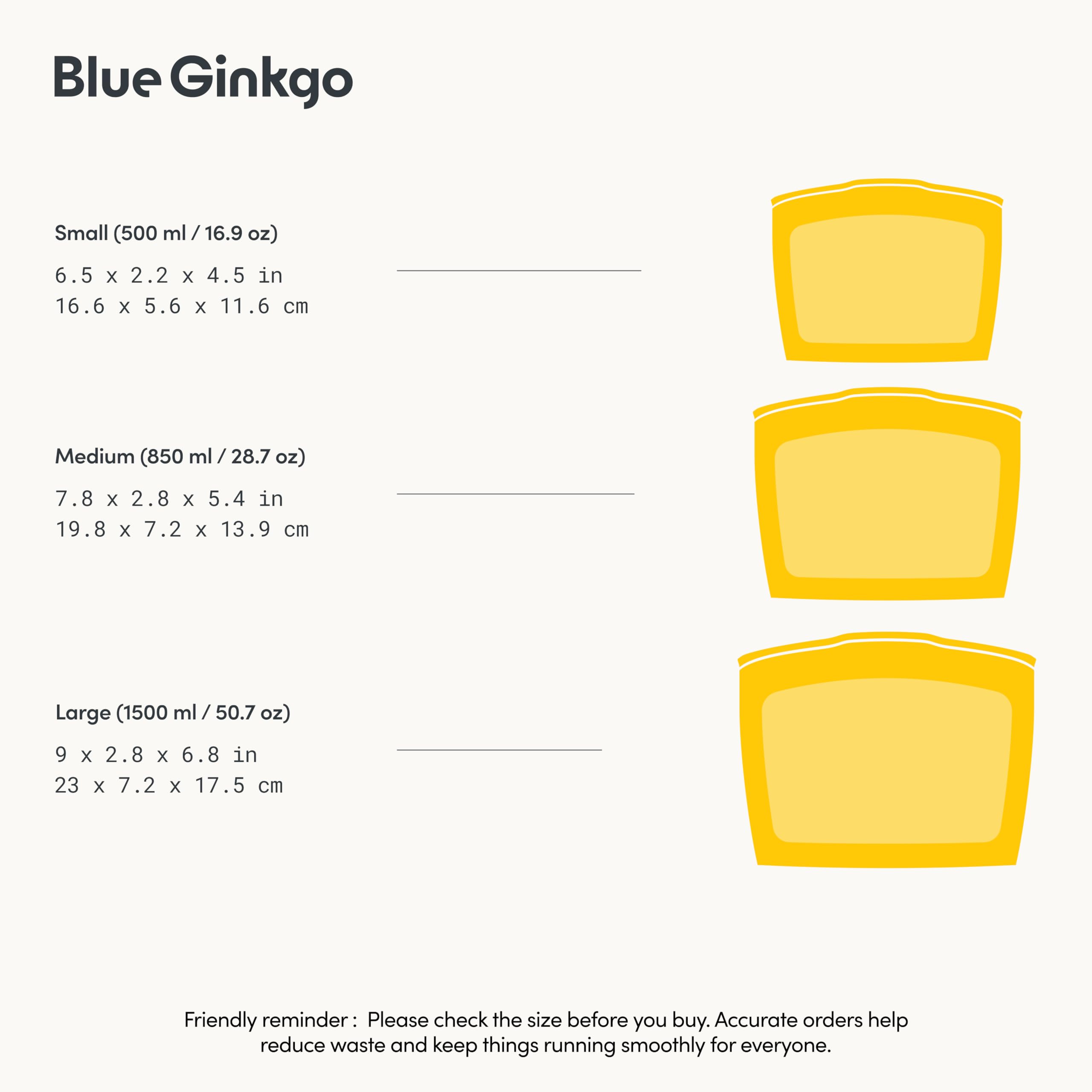 Blue Ginkgo Reusable Silicone Storage Bags – 4-Pack | Korean-Made Stand Up Food, Freezer Bags - Pumkin Yellow