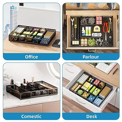 Eco-Friendly Marbrasse Expandable Desk Drawer Organizer, Mesh Drawer Organizer Set