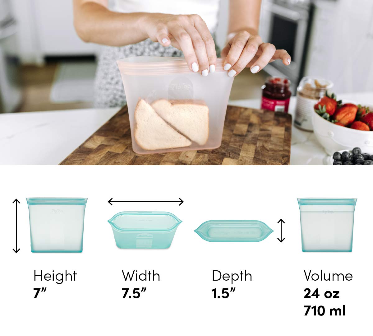 Zip Top Reusable Food Storage Containers Full Set of 8 Lavender – Platinum Silicone Cups, Dishes & Bags – Microwave, Dishwasher & Freezer Safe – Made in USA, BPA-Free