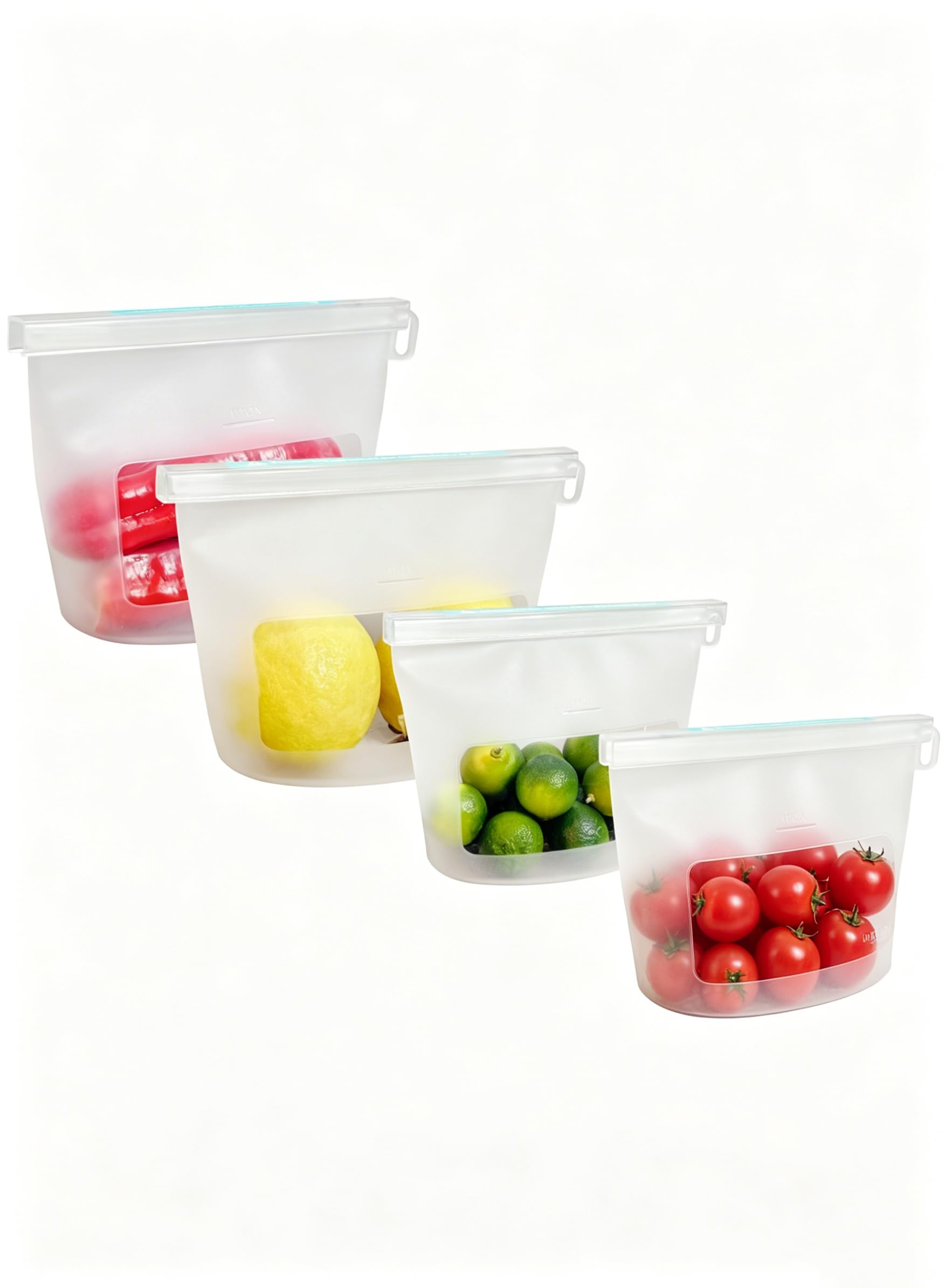 Reusable Silicone Food Storage Bags 4Pack with 2 Sandwich, 1 Lunch, and 1 Half-Gallon Bags, Multiuse Pouches Stand Up Zip Container for Soup and Leftovers, Microwave, Dishwasher, Oven and Freezer Safe