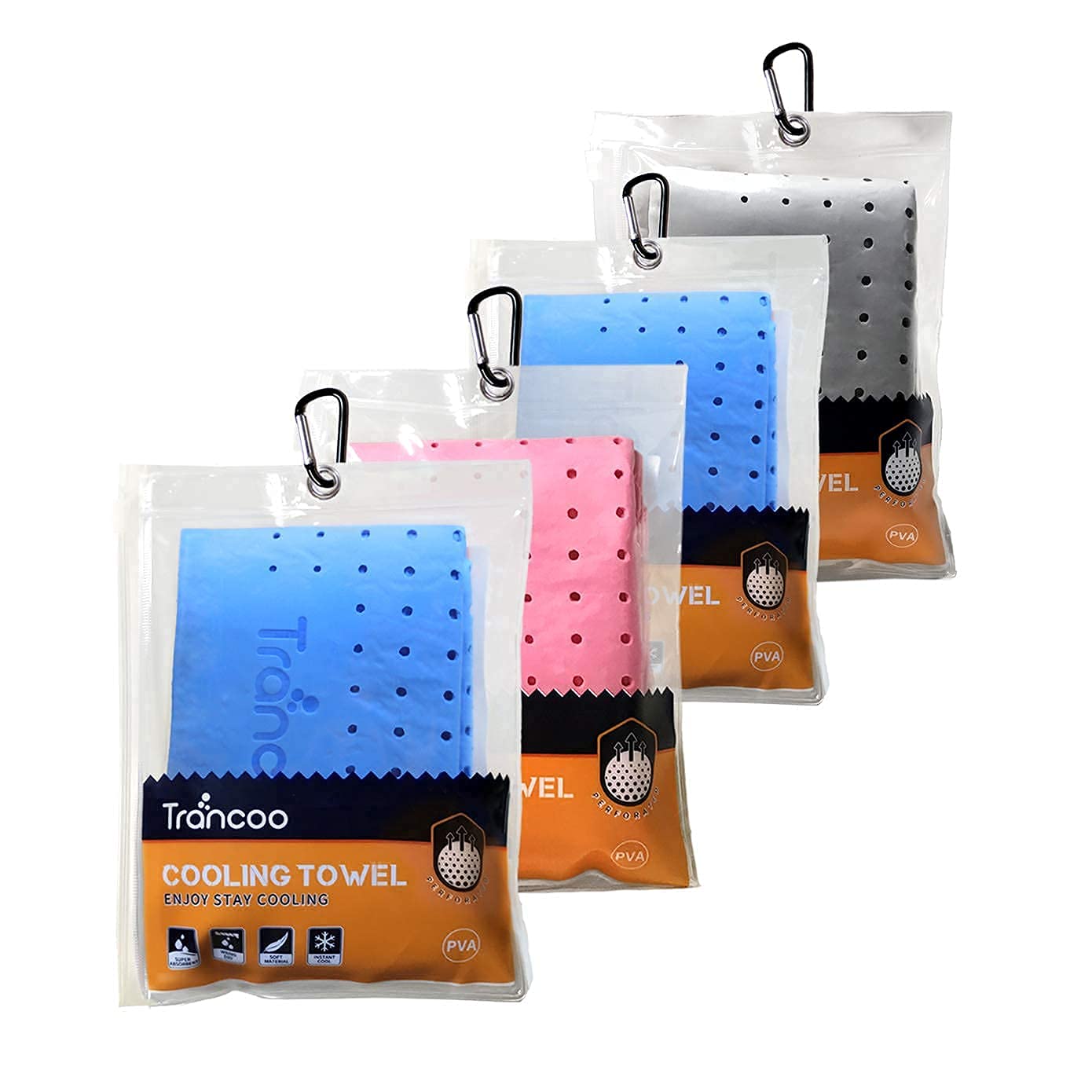 4 Packs PVA Cooling Towel(33"X7.85",Perforated Cooling Towel, PVA Cooling Scarf,Sweat Rags for Workout, Gym Towel, Neck Warp Sports Towel for Running, Hiking,Swimming Golf