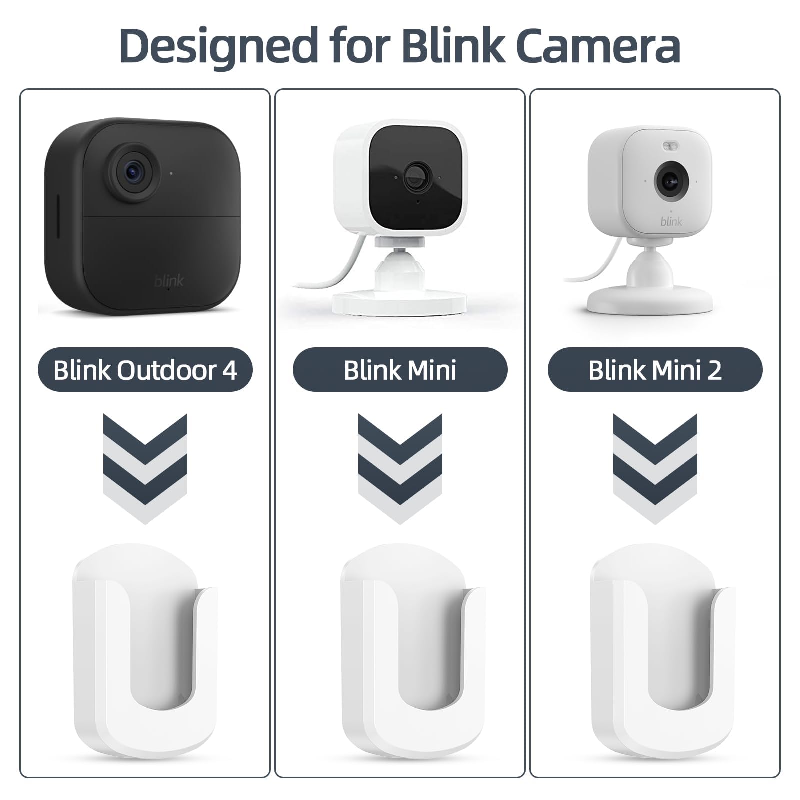 3 Pack Blink Camera No Drilling No Screws Wall Mount Bracket, Adhesive Blink Outdoor Camera Mount for Blink Outdoor 4 /Blink Mini/Mini 2 /Blink Indoor Cameras, Easy to Install (White)