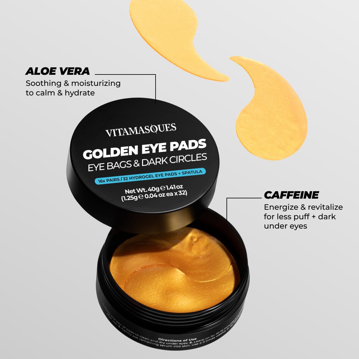 Vitamasques Lavender Hydrogel Eye Pads For Puffy Eyes & Dark Circles - Refresh in 15 minutes - Formulated in Korea - 16 Pairs / 32 HydroGel Eye Pads