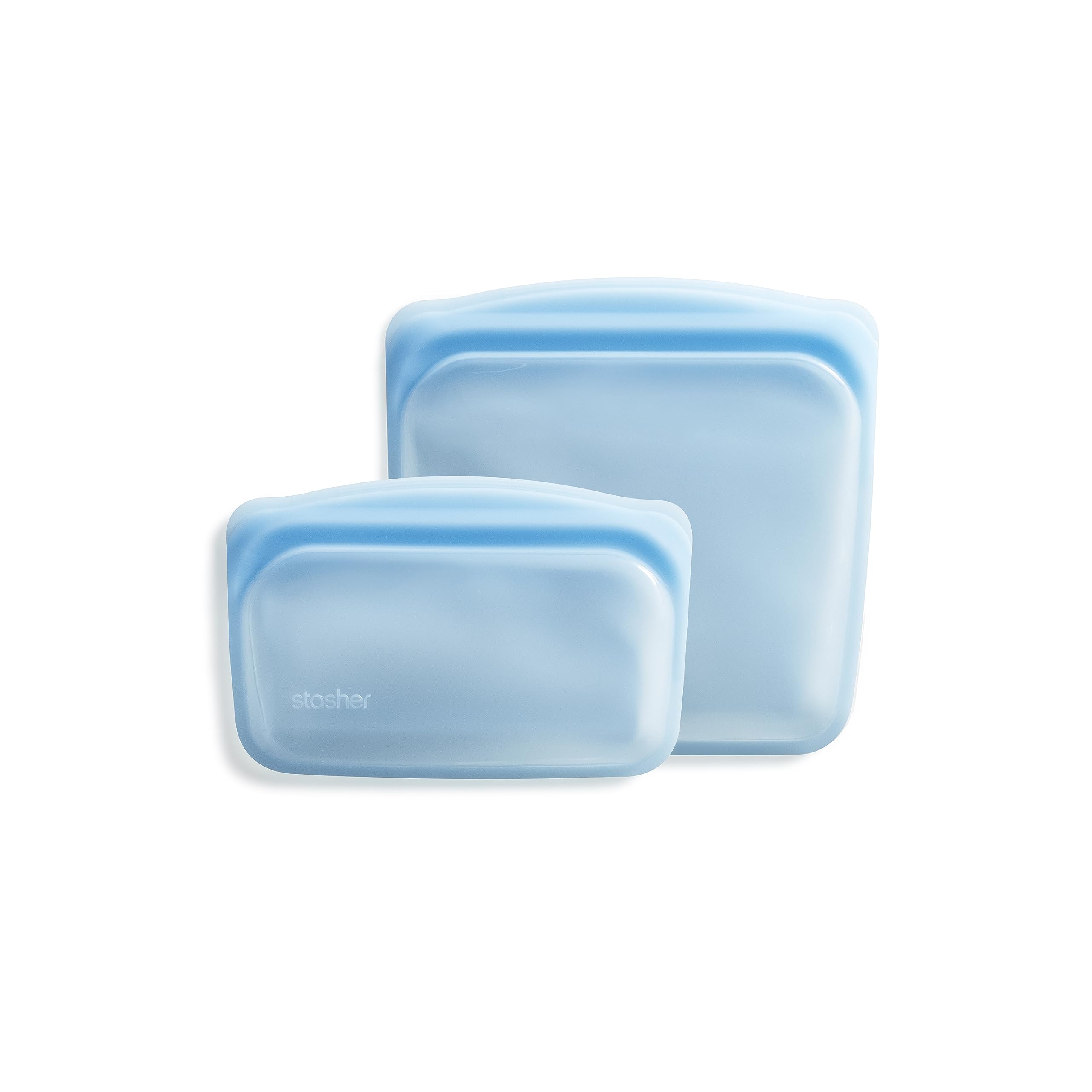 Stasher Silicone Reusable Food Storage Bags, 2-Pack, Reusable Freezer Bags, Microwave, Dishwasher, Oven Safe, Sous Vide, Premium Lunch Containers, Eco Friendly, Food-safe Silicone Snack Bag, Clear