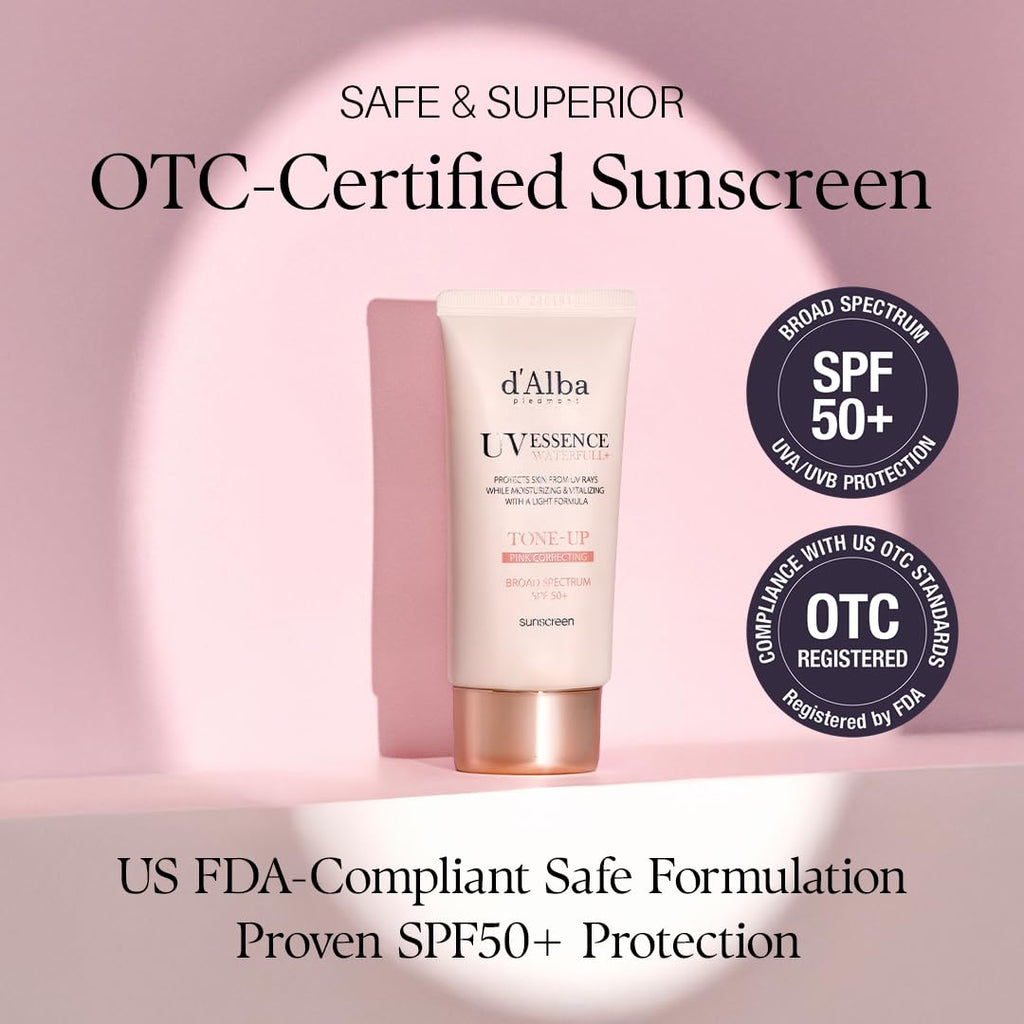 [2 ea] d'alba Piedmont Waterfull Tone-Up Sunscreen Serum BROAD SPECTRUM SPF 50 + Korean Sunscreen for Face, All Skin Tones (2 x 1.69 fl.oz.)