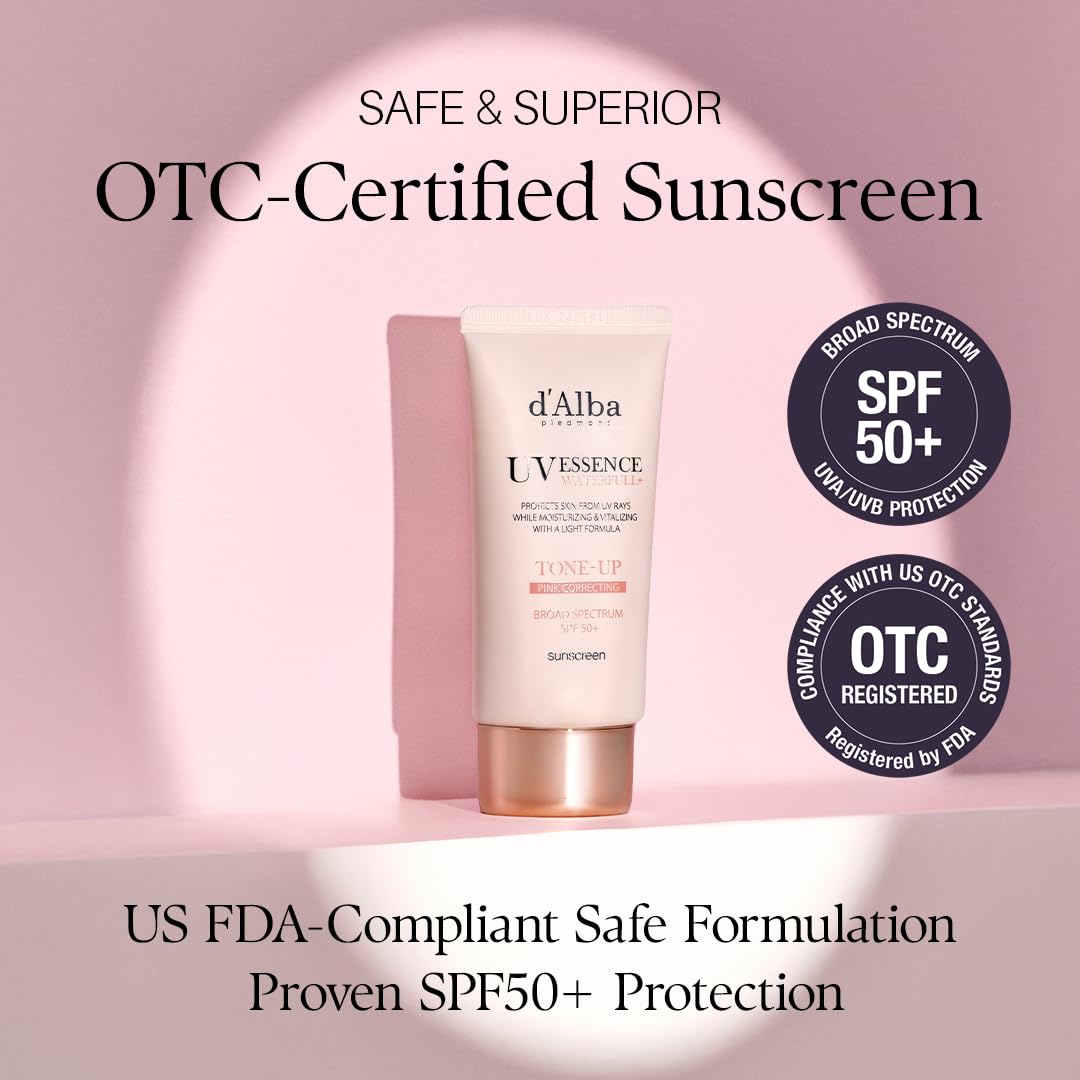 [2 ea] d'alba Piedmont Waterfull Tone-Up Sunscreen Serum BROAD SPECTRUM SPF 50 + Korean Sunscreen for Face, All Skin Tones (2 x 1.69 fl.oz.)