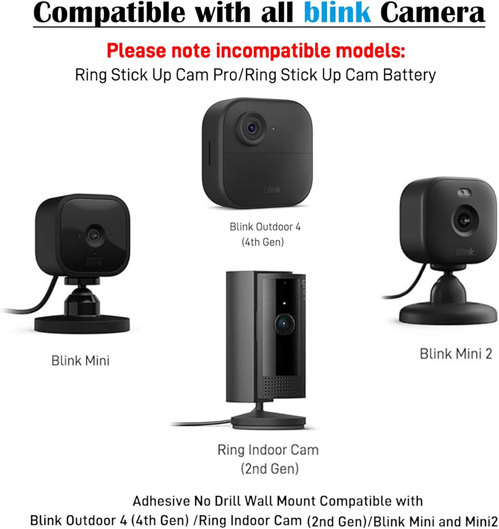 Blink Outdoor 4 Camera Wall Mount Kit No Drill,Blink Subscription Plan Basic Window Mount Accessories,Bracket for Blink Mini/Mini 2 /Blink Outdoor 4 /Blink Indoor Cameras, HBV Adhesive Mount
