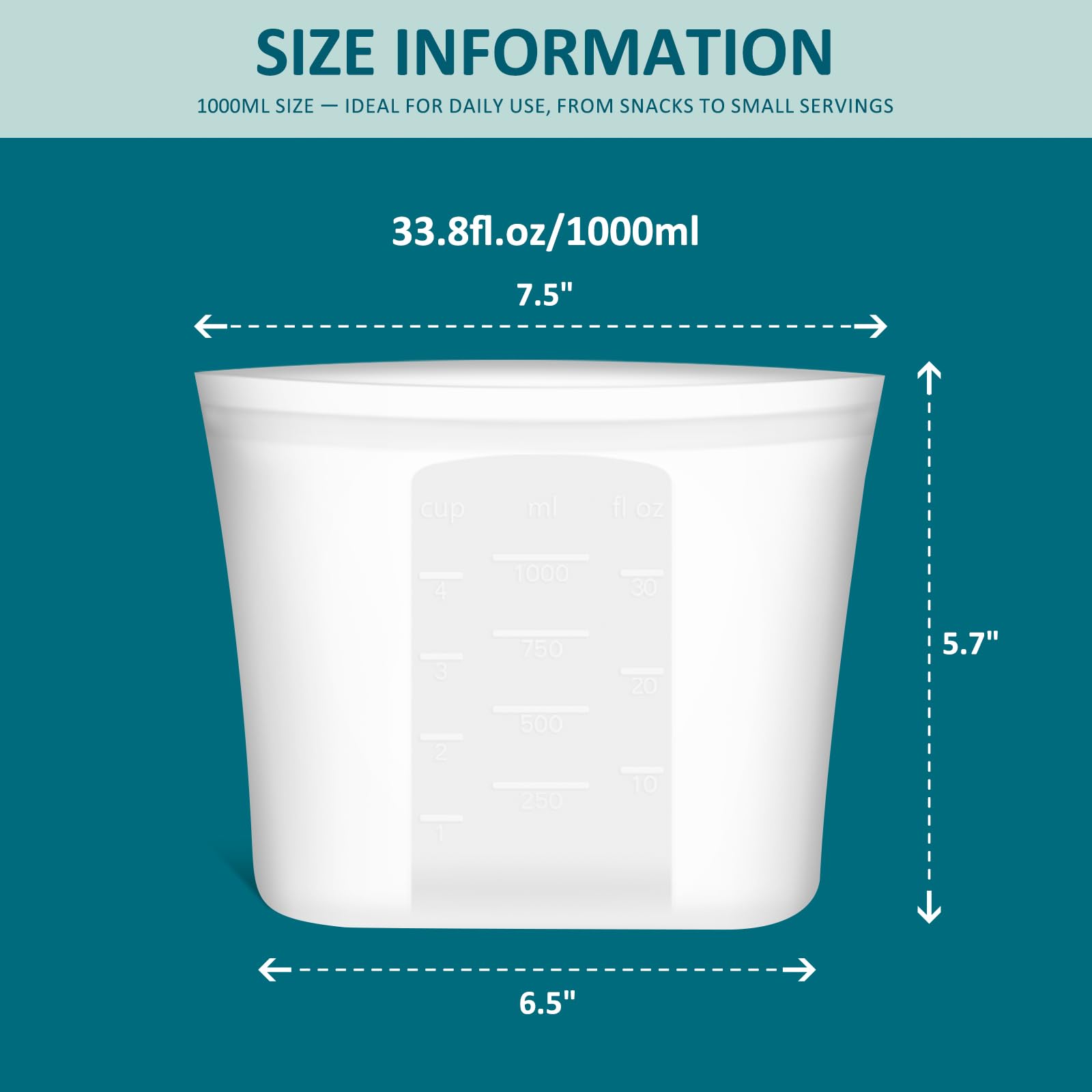 Extra Large Reusable Silicone Food Storage Bags 4 Pack, 0.8 Gallon/3000ml, 100% Silicone Stand-Up Wide-Open Zip-Lock Reusable Bags for Large Items, Microwave Freezer Oven Dishwasher Safe, Translucent