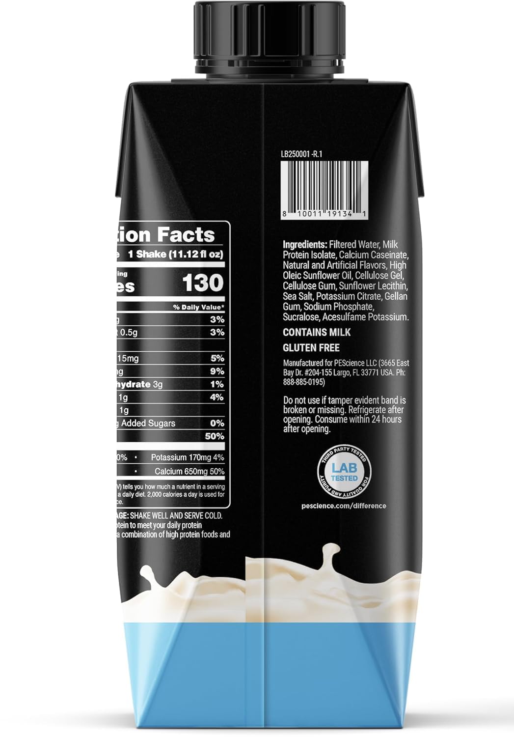 PEScience Select Protein Shake RTD, 25g Whey and Casein Blend, High Protein Drink, Gluten Free, Keto Friendly, 0g Sugar, Low Carb Ready to Drink Meal Replacement, Chocolate Truffle - Pack of 4