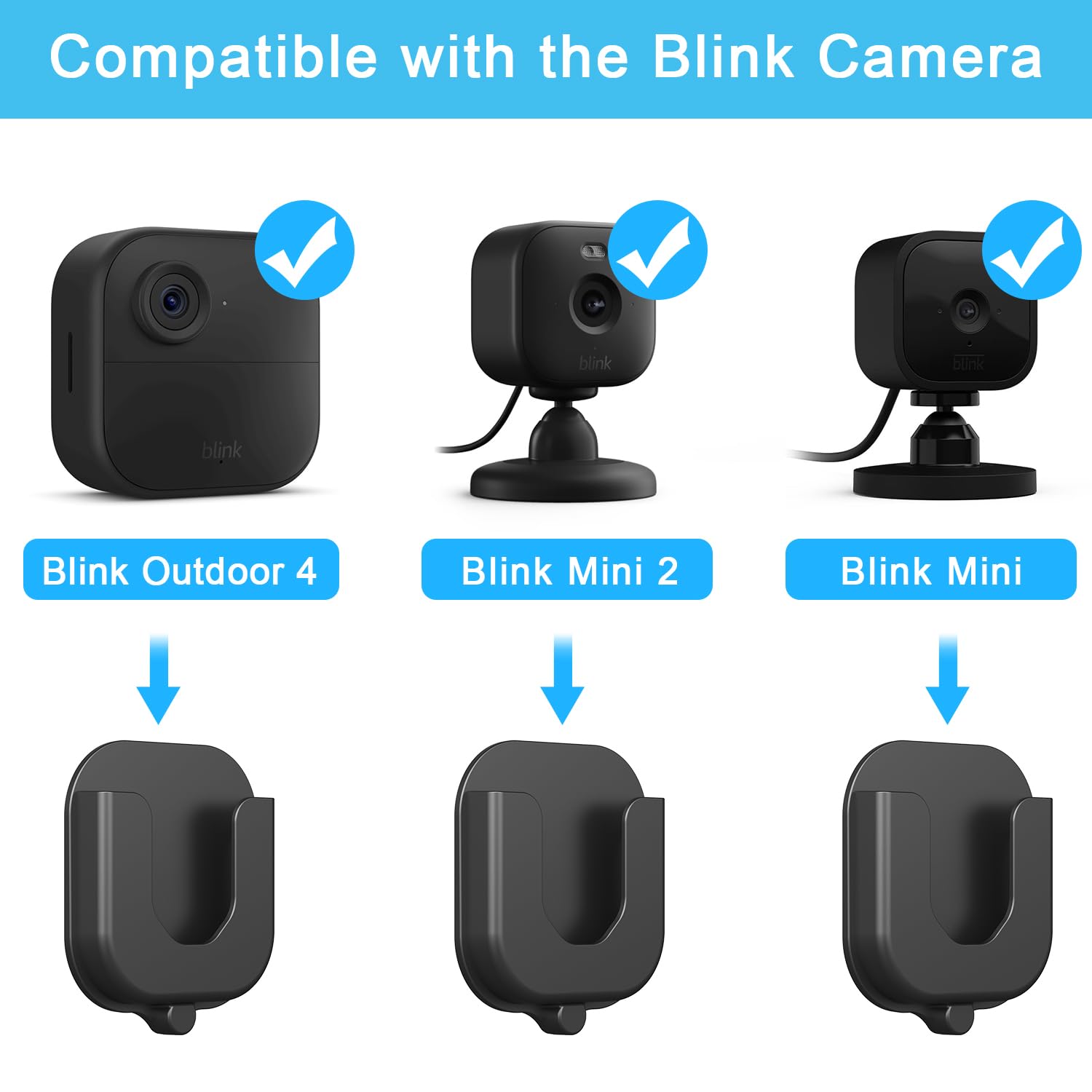 3 Pack Adhesive Wall Mount Bracket for Blink Mini/Mini 2 /Outdoor 4 /Indoor Camera Mount No Tools Need No Drill