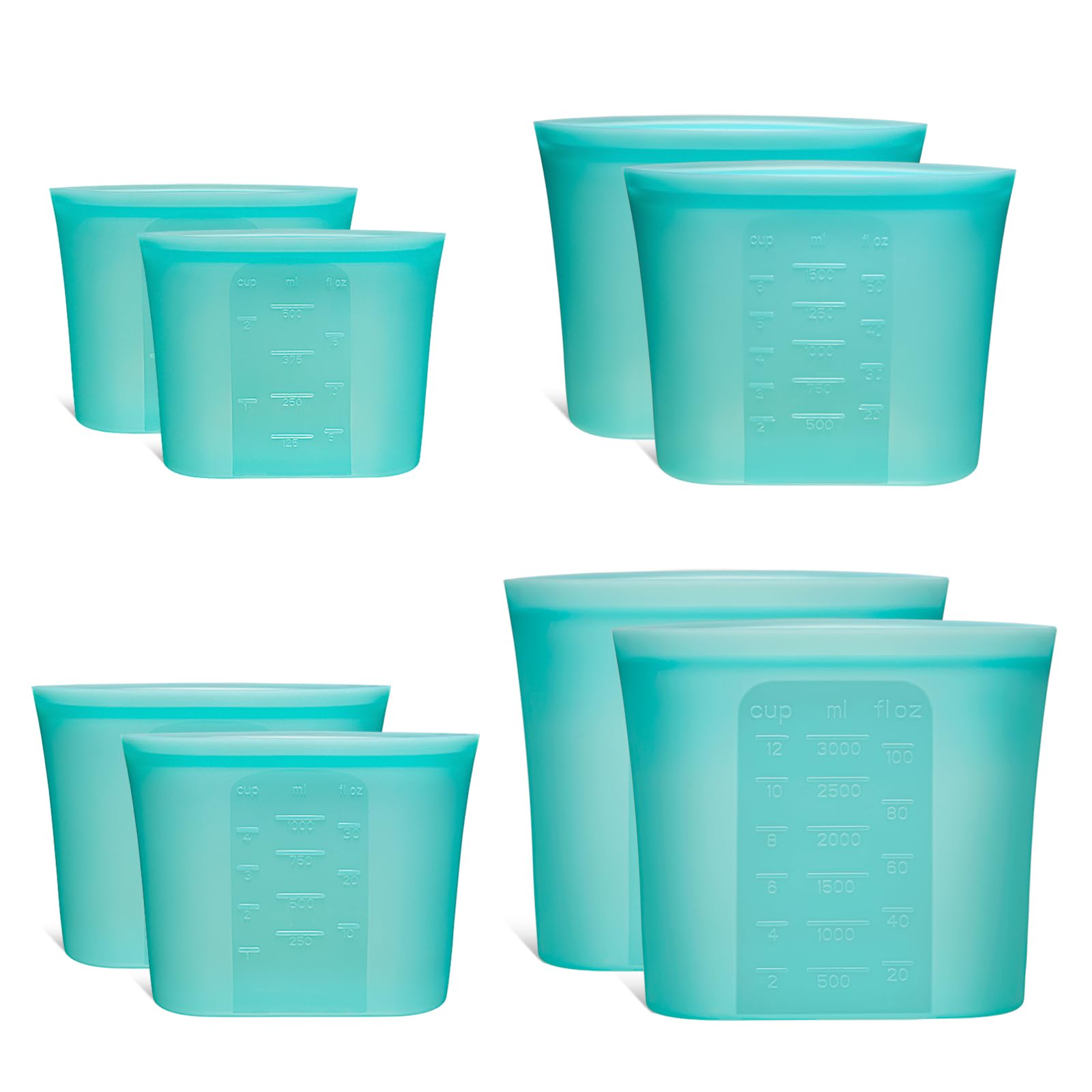 Extra Large Reusable Silicone Food Storage Bags 4 Pack, 0.8 Gallon/3000ml, 100% Silicone Stand-Up Wide-Open Zip-Lock Reusable Bags for Large Items, Microwave Freezer Oven Dishwasher Safe, Translucent