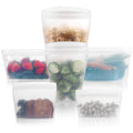 Reusable food container silicone bag, Upgrade second generation 6 Pcs Containers Storage, 100% Silicone Reusable Food Bag, Stand Up Preservation Bag, Rounded interior for easy cleaning.