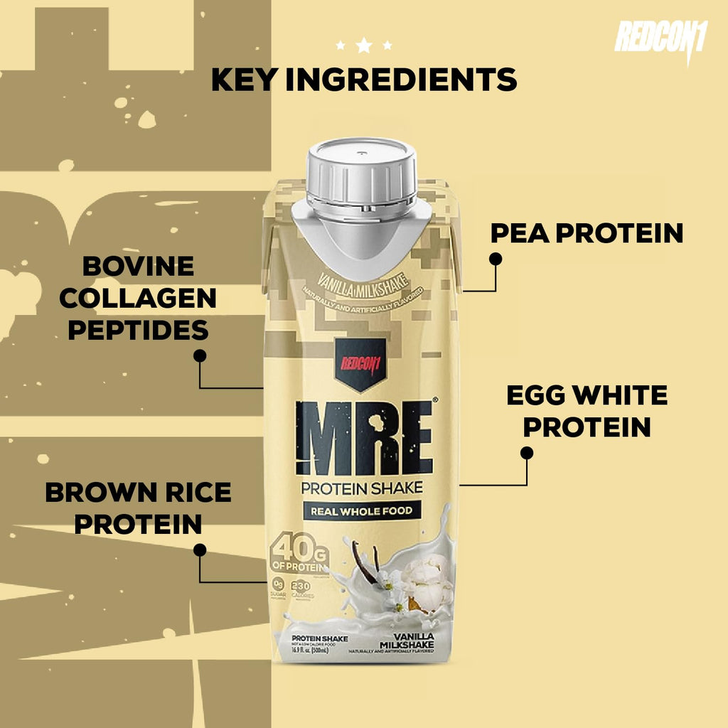 REDCON1 MRE RTD Protein Shake | Milk Chocolate | Lactose Free, 40g Protein - 12 Pack, 14 oz