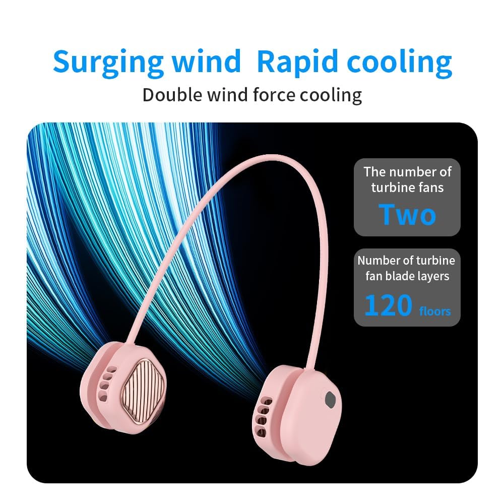 Portable Neck Fan, Hands Free Mini Personal Neck Fans for Women with 5 Speeds, Lightweight Small 5oz Wearable Cooling Fan, 360° Adjustable, Gift for Girl, Gym, Travel and Outdoor, White