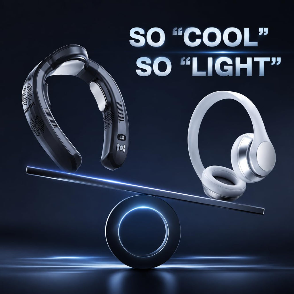 Portable Neck Air Conditioner Fan,Bladeless Fans,Long Endurance Limited Version Portable Neck Fan with LED Rechargeable Personal Neck Fans,3 Latest Cooler Plates,Quiet,Lightweight Neck Fans,Black