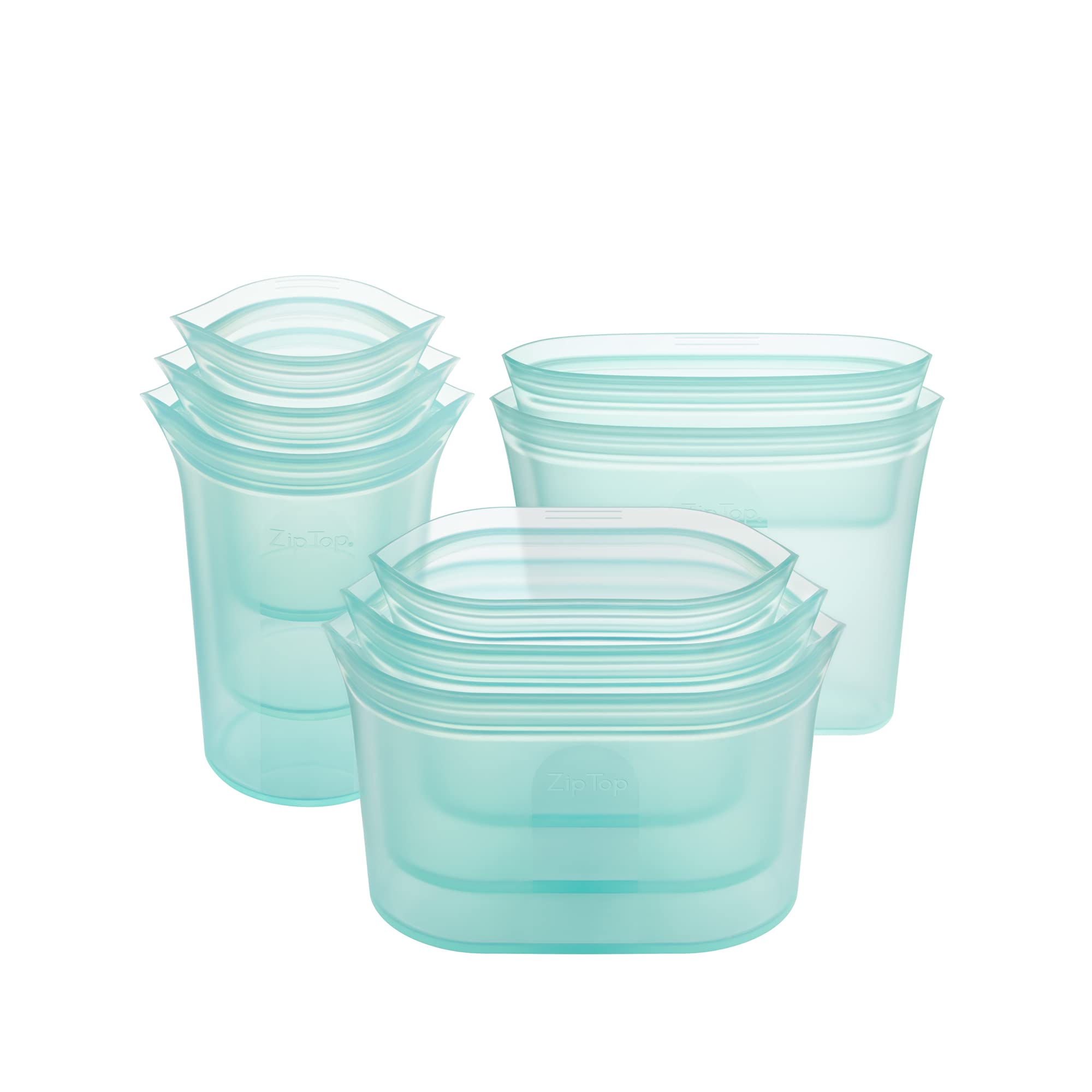 Zip Top Reusable Food Storage Containers Full Set of 8 Lavender – Platinum Silicone Cups, Dishes & Bags – Microwave, Dishwasher & Freezer Safe – Made in USA, BPA-Free