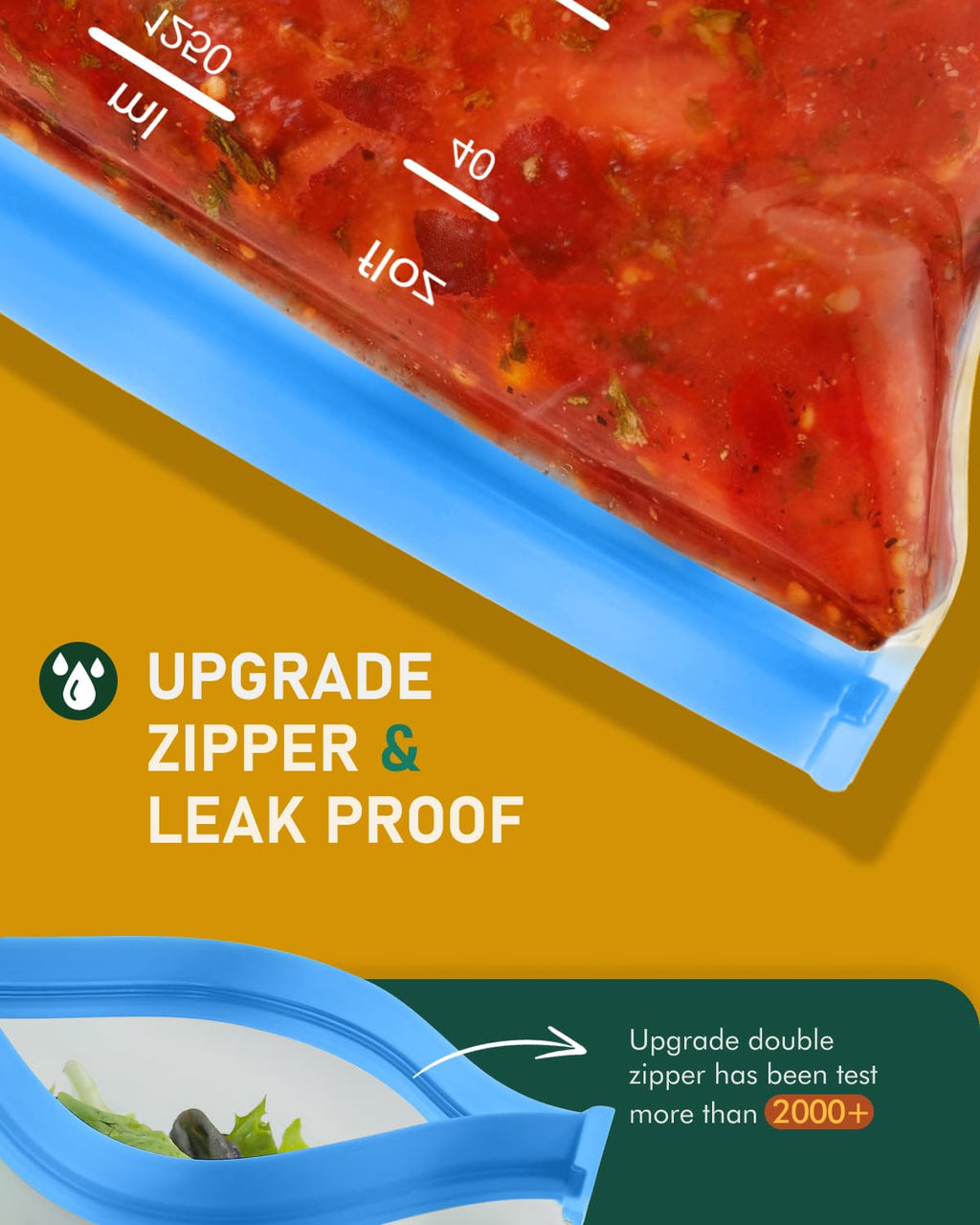 IDEATECH 24Pack Reusable Food Storage Bags, Reusable Freezer Bags | Leakproof, Dishwasher Safe, Stand-Up, BPA-Free Food Grade, 24Pack Assorted Set for Meal Prep, Freezer Storage & Family Use