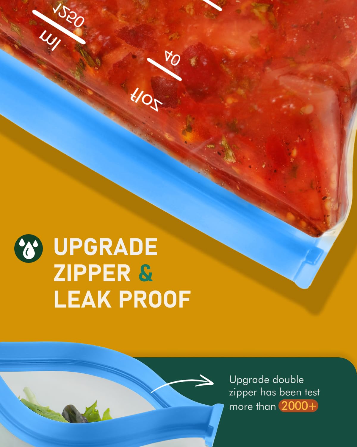 IDEATECH 24Pack Reusable Food Storage Bags, Reusable Freezer Bags | Leakproof, Dishwasher Safe, Stand-Up, BPA-Free Food Grade, 24Pack Assorted Set for Meal Prep, Freezer Storage & Family Use
