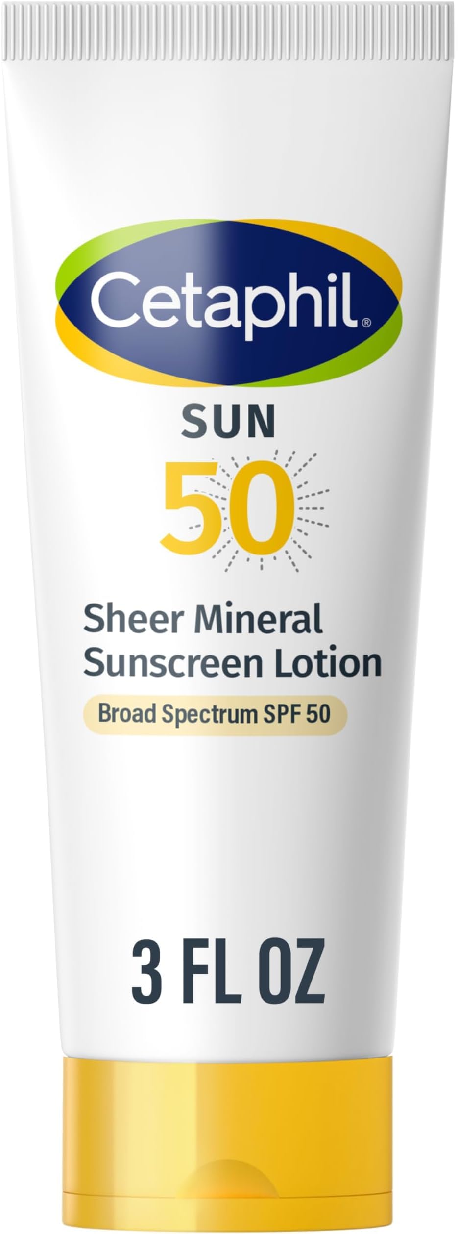 CETAPHIL Sheer Mineral Sunscreen Lotion for Face & Body 3 fl oz 100% Mineral UVA/UVB Filters: Zinc Oxide & Titanium Dioxide Broad Spectrum SPF 50 For Sensitive Skin Dermatologist Recommended Brand