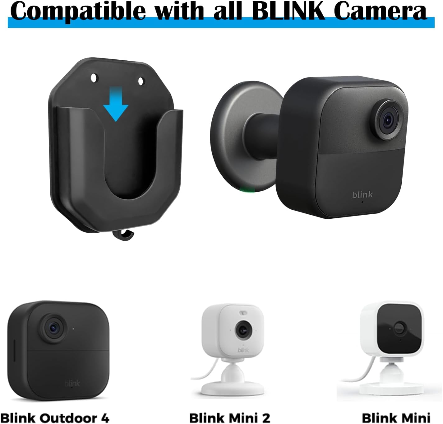 Blink Outdoor 4 Camera Wall Mount Kit No Drill,Blink Subscription Plan Basic Window Mount Accessories,Bracket for Blink Mini/Mini 2 /Blink Outdoor 4 /Blink Indoor Cameras, HBV Adhesive Mount