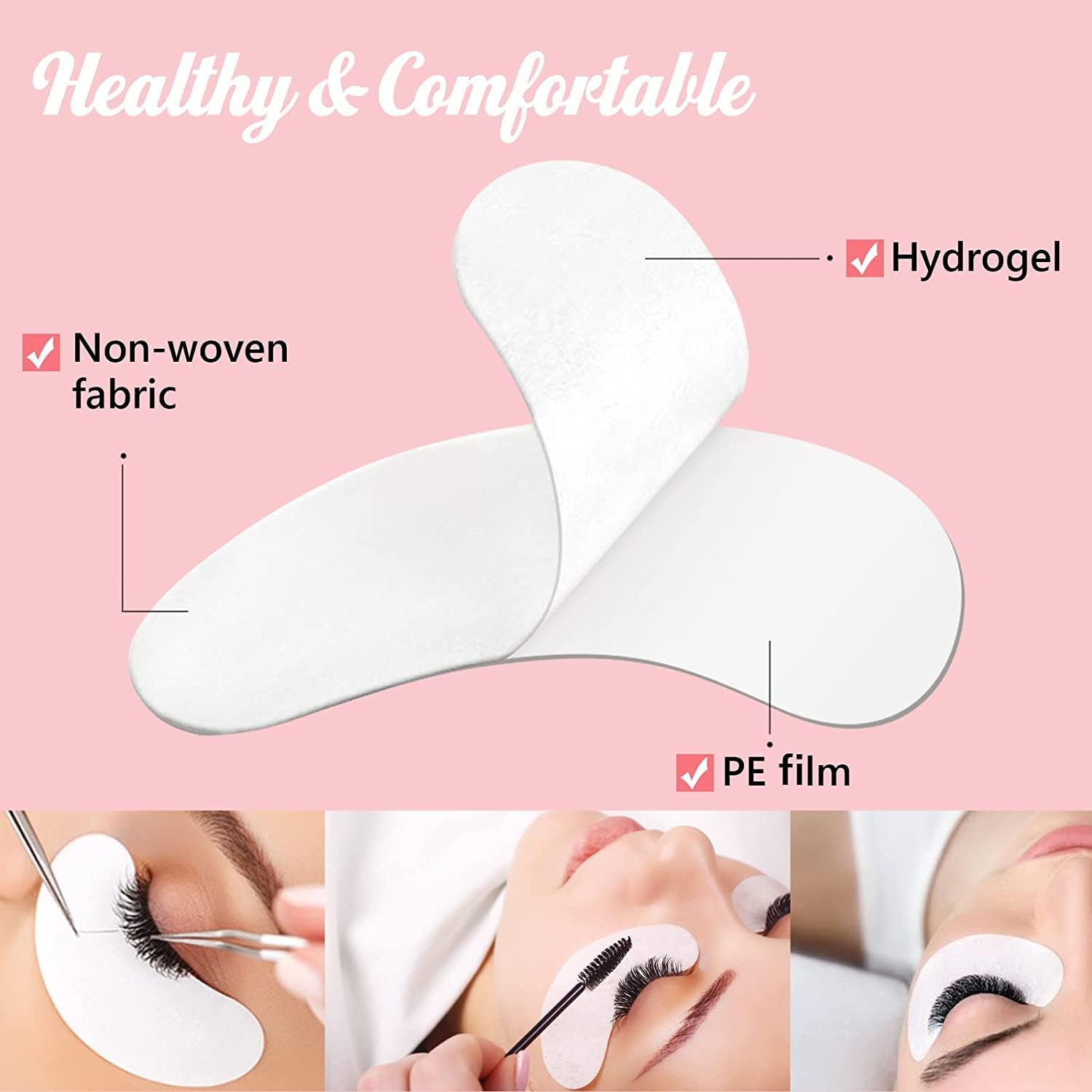 GreenLife 50 Pairs Eye Pads, 100% Naturel Eyelash Extension Under Eye Gel Pads patches kit Collagen with Aloe Vera Hydrogel Eye Patches set for Eyelash Extension Supplies Tools (50 150 300 Pairs)