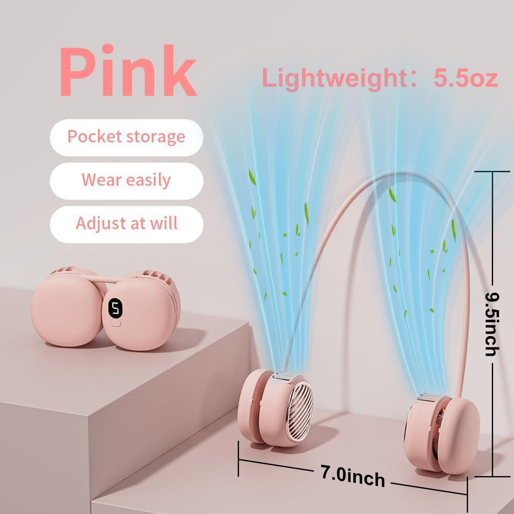 Portable Neck Fan, Hands Free Mini Personal Neck Fans for Women with 5 Speeds, Lightweight Small 5oz Wearable Cooling Fan, 360° Adjustable, Gift for Girl, Gym, Travel and Outdoor, White