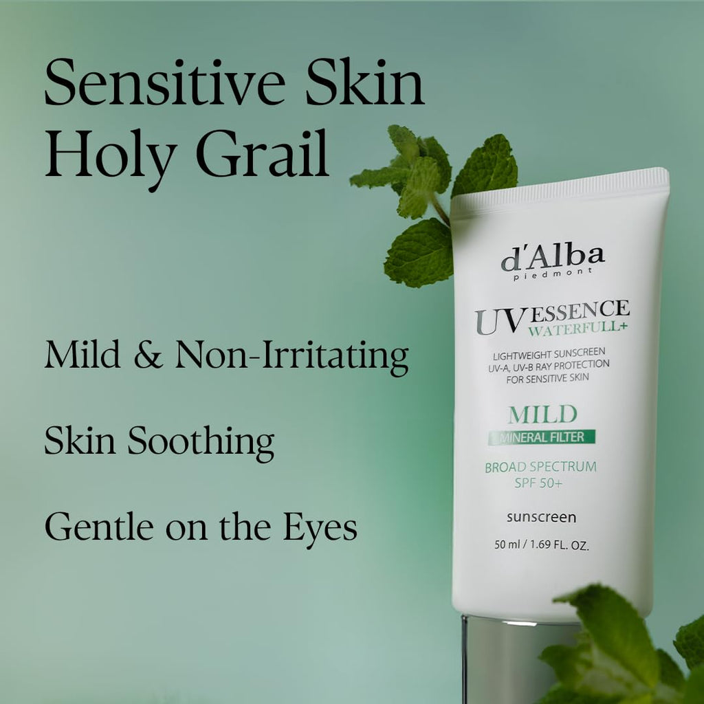 [2 ea] d'alba Piedmont Waterfull Tone-Up Sunscreen Serum BROAD SPECTRUM SPF 50 + Korean Sunscreen for Face, All Skin Tones (2 x 1.69 fl.oz.)