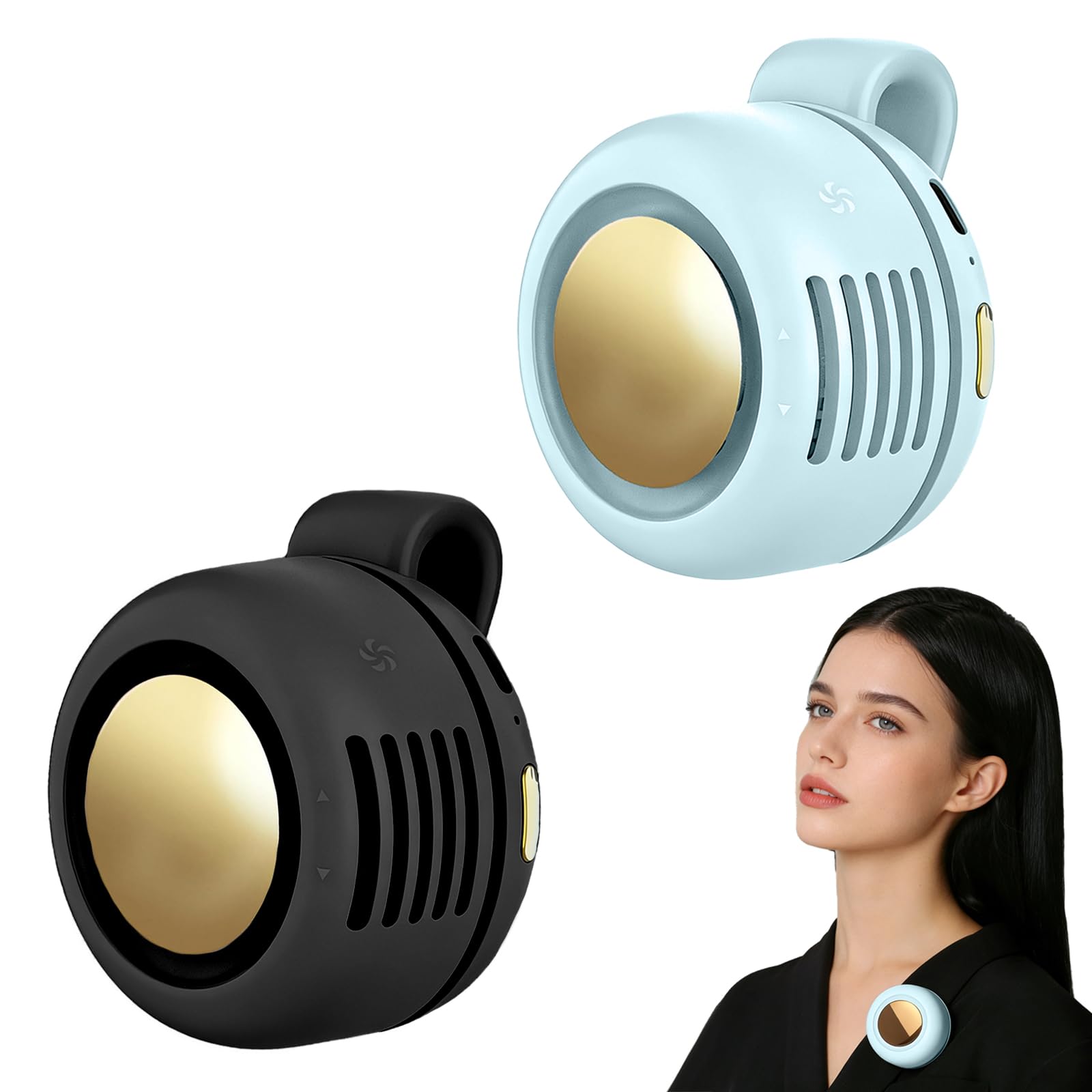 Portable Fan,2-in-1 Waist Clip On Bladeless, Ultra-Quiet Mini Personal Neck Fan 3 Speeds with 360°Adjustable Clip USB Rechargeable for Hiking,Office & Outdoor