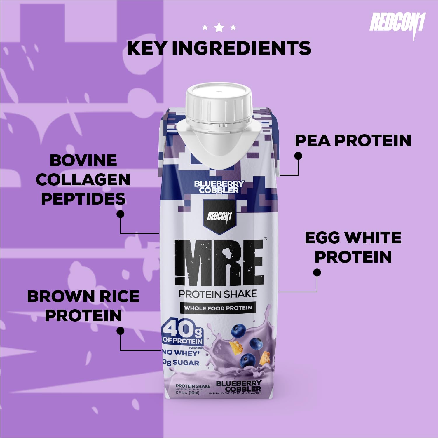 REDCON1 MRE RTD Protein Shake | Milk Chocolate | Lactose Free, 40g Protein - 12 Pack, 14 oz