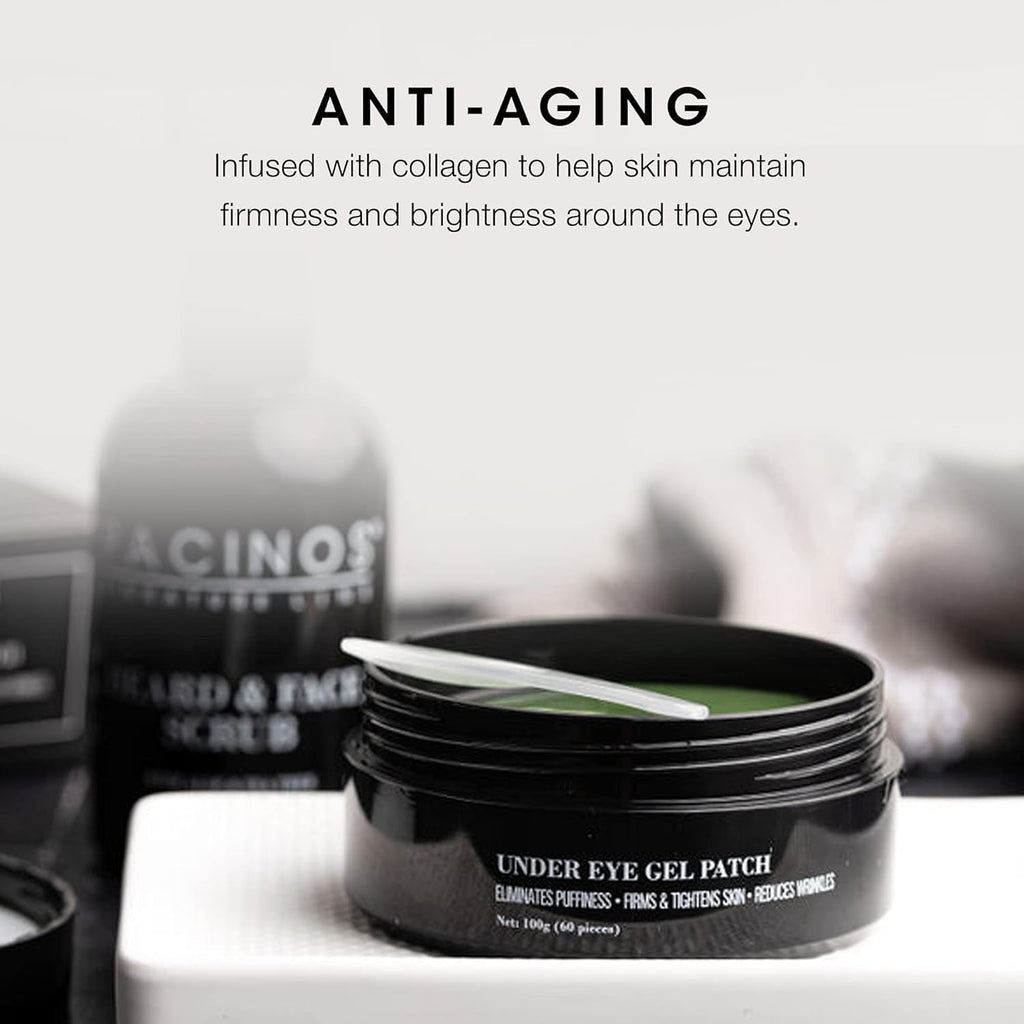 Pacinos Under Eye Gel Patches - Eliminates Puffiness, Smoothes Wrinkles, Brightens Under Eye Darkness - Firms & Tightens Skin with Vitamin E & B5 - Promotes Collagen, Organic