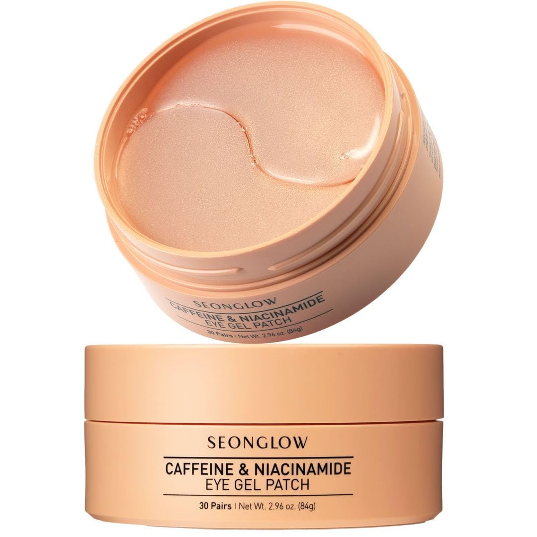 Caffeine Under Eye Patches: 30 Pairs Korean Hydrogel Eye Masks for Dark Circles Puffiness Relief with Niacinamide Hyaluronic Acid - Undereye Brightening Hydrating Anti-Wrinkle Treatment