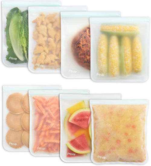 (re) zip Gallon Reusable Storage Bags, BPA-Free, Leakproof, Food-Grade 100% Food-Safe PEVA, for Food Storage and Freezer Use, Holds 16 cups | 128 fl oz, 4-Pack (Clear)