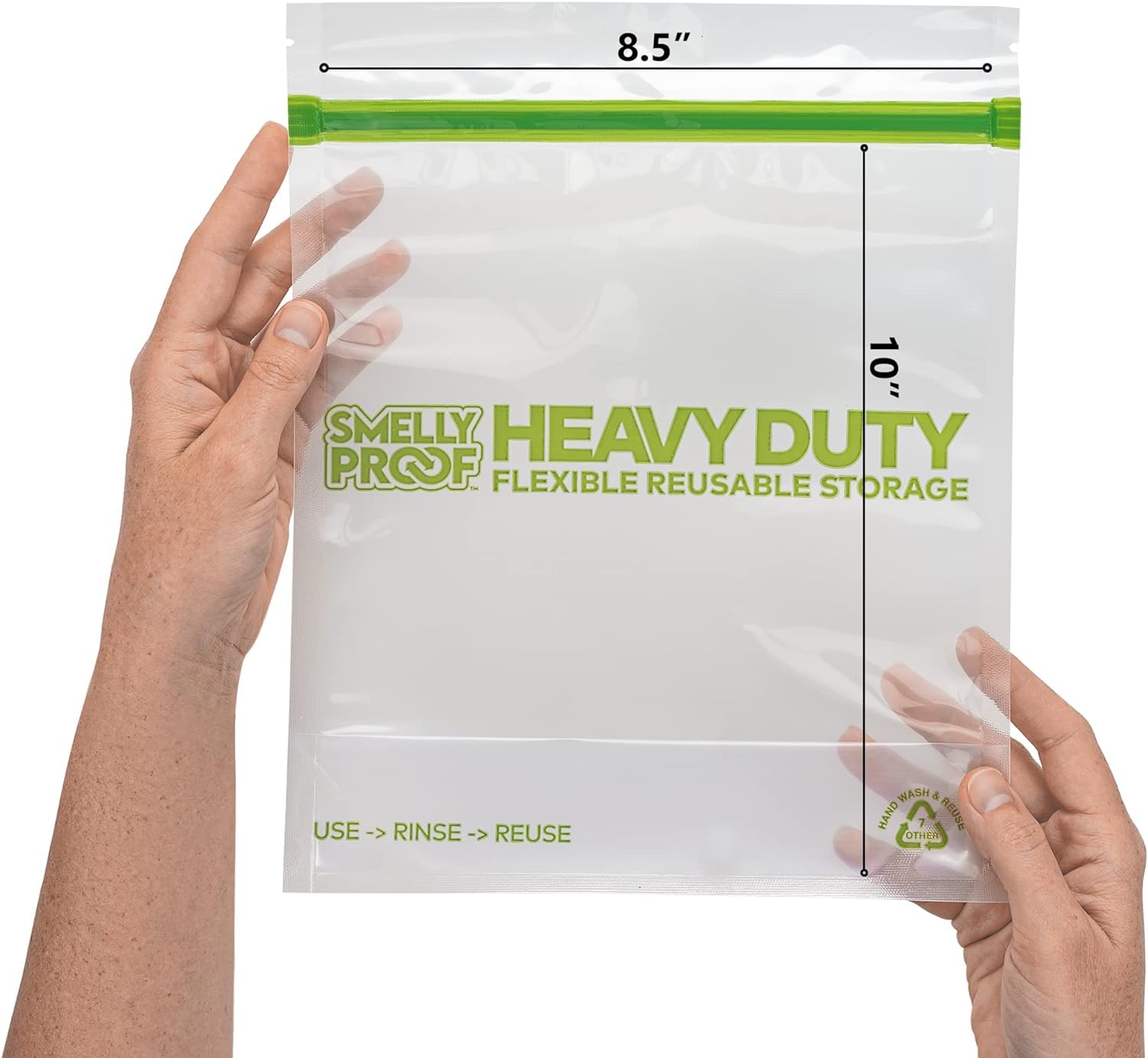 Smelly Proof HEAVY DUTY Reusable STAND-UP Bags for Food Storage, USA Made, NO PEVA & BPA FREE, Reusable Freezer Bags, Dishwasher-Safe, Triple Zip, CLEAR 5-mils XXL 2-Gallon 12" x 16" - 5pk