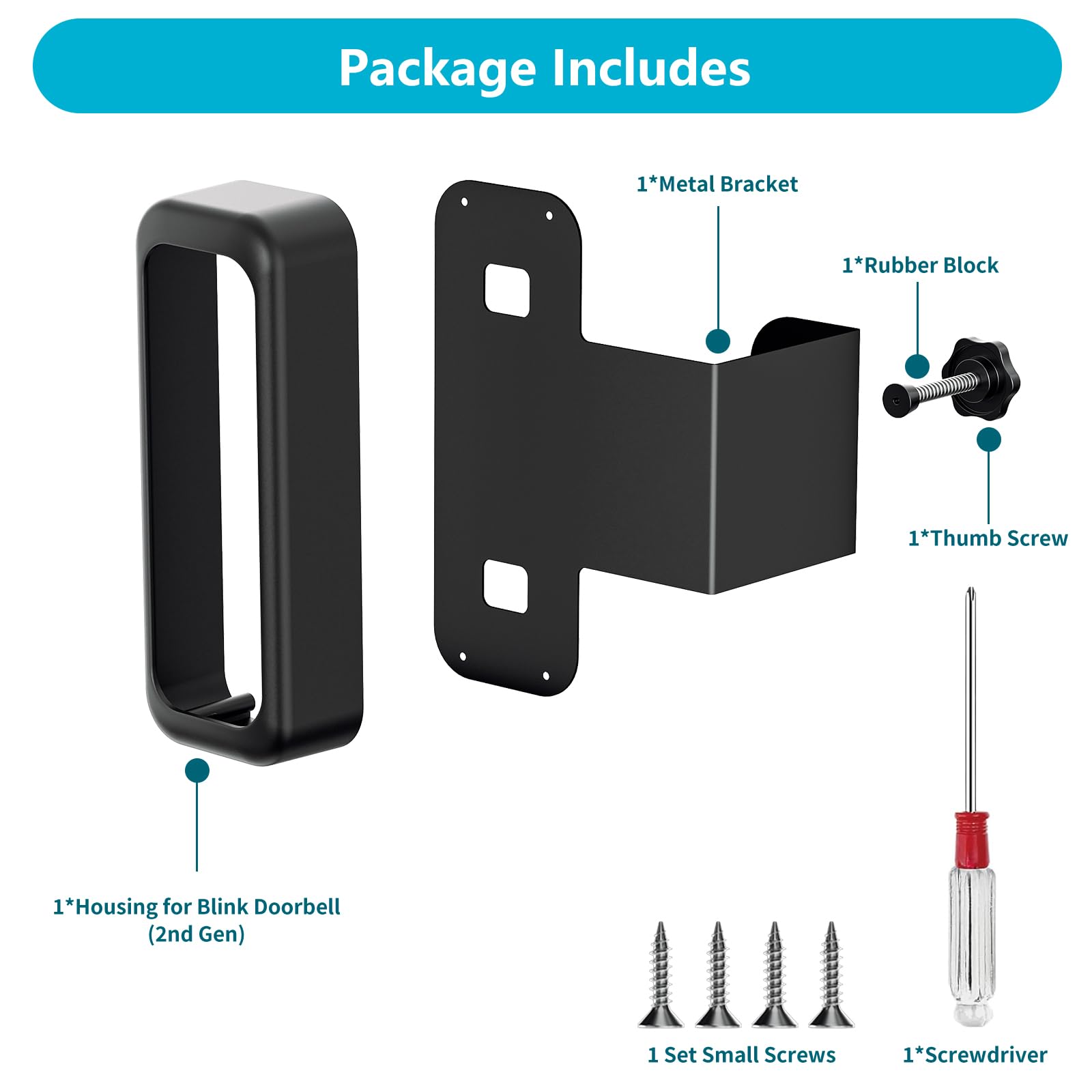 Anti-Theft Blink Doorbell Mount, No-Drill Mounting Bracket for All-New Blink Video Doorbell Camera, Non-Blocking Motion Sensor, Easy to Install, Door Mount Holder for Apartments, Renters (Black)